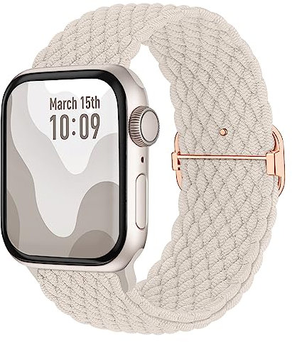 Suitisbest Nylon Armband Kompatibel mit Apple Watch 42mm 44mm 45mm 46mm 49mm, Rutschfestes Geflochtenes Elastisches Dehnbares Band für Apple Watch 10 9 8 SE 7 6 5 4 3 2 1 Ultra, Polarstern