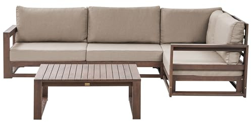 Beliani Lounge Set linksseitig zertifiziertes Akazienholz Dunkelbraun Timor II