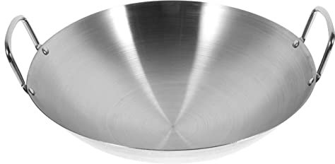 Cabilock Wok Inoxidable Doble Asas Utensilio De Cocina Práctico Para Freír y Saltear Para Cocinas De Inducción y Gas