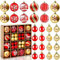 44 PCS Palline di Natale in Plastica - Decorazioni Albero Rosso e Oro - Regalo e Decorazioni Natalizie per la Casa