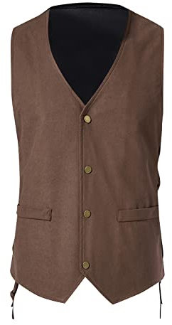 JUTOO Veste Herren, Solid Farbe Retro Single Breasted Weste Große Größe Mode Casual Anzug Outdoor Herren Westen Steppjacke Leicht Für Jagd Daunen Schwarz Leichte (XL, Braun)