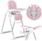 Ricokids - Tulo - 2in1 Hochstuhl Baby - Mit Gurt - Mit Abnehmbarem Tablett - Klappbarer Fütterungsstuhl Mit Rollen - Verstellbare Rückenlehne - Mitwachsender - Ab 6 Monat -102x54x72 cm - Rosa