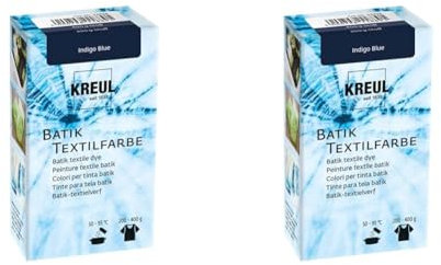 KREUL 98538 - Batik-Textilfarbe Indigo Blue, 70 g, Farbpulver zum Batiken und Färben von Textilien (Packung mit 2)