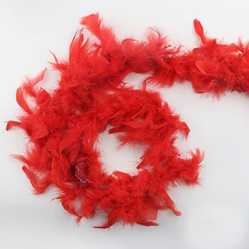 PEKNUX 2 M Truthahnfeder-Tops, Federstreifen, Bühnenkostüm, Rock, DIY-Dekoration, 40 G, Feuer-Tops, Rot