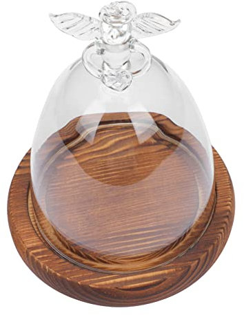 LIFKOME Ewige Blumen Vase Mit Glaskuppel Und Holzsockel Dekorative Glasglocke Für Kunstblumen Figuren Und Erinnerungsstücke Für Tischdekoration Und
