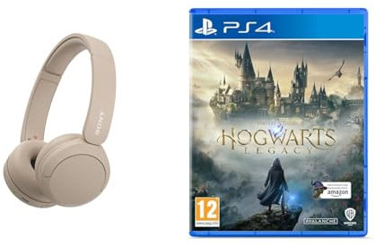 Sony WH-CH520 Wireless Bluetooth Headphones - up to 50 Hours Battery Life with Quick Charge, On-ear style - Beige & Hogwarts Legacy PS4 (Amazon Exclusive)