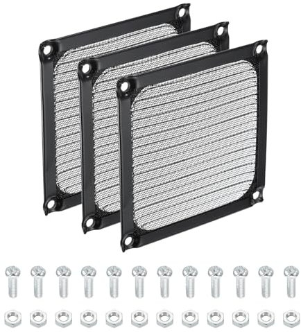 PATIKIL 92mm Computer Fan Filter Grill with Screws, 3 Pack Aluminum Frame with Stainless Steel Mesh Dustproof Case Cover for Computer, Ventilator, Black