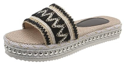 Hub Schuhe Damen Gefüttert Damenschuhe, Lange Slipper-Socken für Damen, für den Sommer, einfarbig, zum Reinschlüpfen, lässig, offene Zehenpartie, flach, weiche Slipper-Socken für Damen (Black, 41)