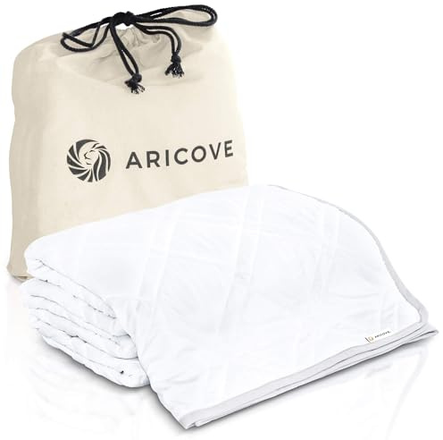 Aricove Kühlende gewichtete Decke für Erwachsene, 13,6 kg, Queen/King Size, 203,2 x 221 cm, seidig weiche Bambus-Viskose, maschinenwaschbar, Weiß