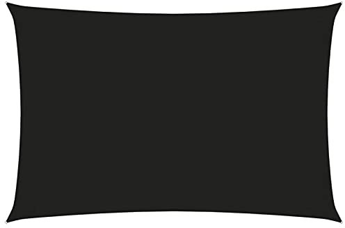 Juroupi Voile de Parasol Tissu Oxford rectangulaire 4x6 m Noir,Voile D'Ombrage pour Patio,Respirant Toile Ombrage Une Protection des Rayons UV