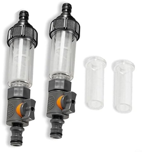 HOHOVYVY Lot de 2 filtres à eau pour tuyau d'arrosage, filtre à eau pour camping-car, filtre à eau pour équipement de camping-car avec rechange