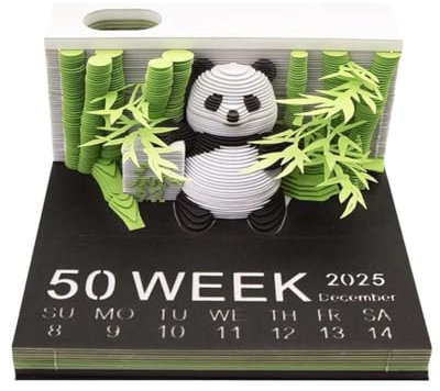 3D-Schreibtisch-Notizblock 2025, Wochenkalender, Panda-Notizblock, 3D-Notizblock mit Q6j8-Schnitzerei für Decorat-Papierstift