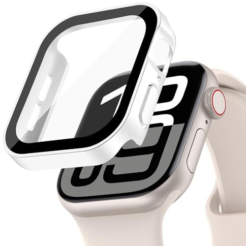Custodia Rigida Impermeabile compatibile per Apple Watch Series 10/9/8/7 46mm 42mm 45mm 41mm con Protezione Dello Schermo in Vetro Temperato, per iWatch 6/5/4/SE 44mm 40mm Full Cover Protettiva [HD]