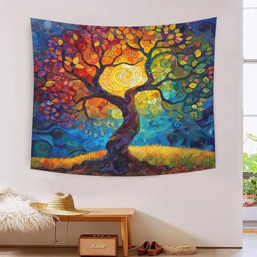 3D Druck Baum des Lebens Wandteppiche Poster Ornament Wandbehang Wandteppich Wanddeko Wandbehang Für Schlafzimmer, Wohnzimmer, Wohnheim Tapisseries 130cmx150cm
