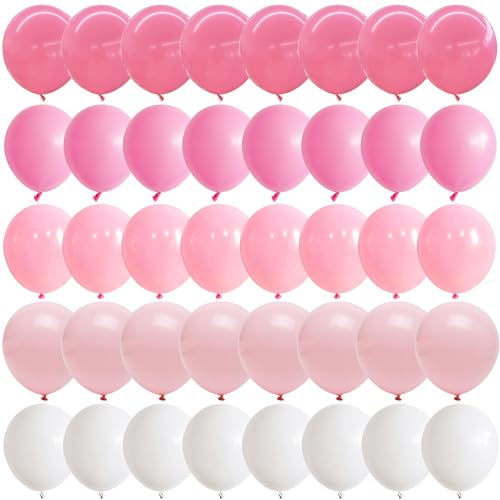 Lot de 60 Ballons Rose et Blanc de 30,5 cm en Latex - Pour Filles, Mariage, Fête Prénatale, Fiançailles et Décoration