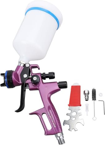 HVLP Lackierpistole, Autolackiergerät mit 1,3 mm Düsen, 600 ml Becher, Zuluft Sprühpistole für die Automobillackierung für Automöbel Wandkunstprojekte