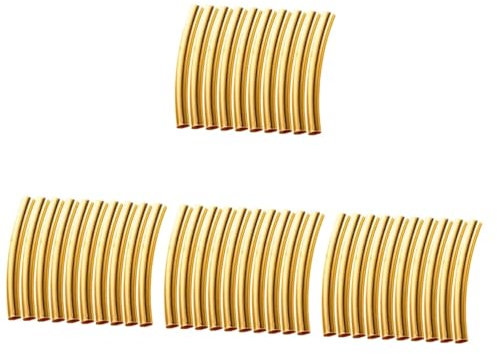 Tofficu 4 Sätze Schmuckwerkzeuge Spanngurten Schmuckzubehör Gold Beads Schmuckzusätze Jutegarn Halskettenketten Armband Verbinden Rohr Gebogene Röhrenperlen Aus Metall Golden 100 Stück * 4