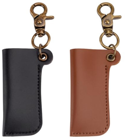 DELORIGIN Étui à briquet en cuir avec fermoirs pivotants en alliage 2 couleurs 11,9 cm étui pour briquet en cuir PU avec manilles, mini sac portable pour briquets de taille standard et petits articles