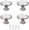 4 Pcs 30mm Cabinet Knobs Silver Polished Chrome Cupboard Knobs, Round Mushroom Door Pull Handles for Kitchen, Wardrobe, Dresser, Bathroom, Furniture