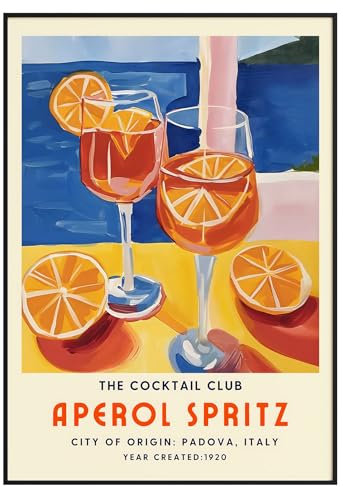 Aperol Spritz Cocktail Club Kunstdruck, italienisches Vintage-Poster für Getränke, Padova Herkunft 1920 (A3-29,7 x 42 cm)