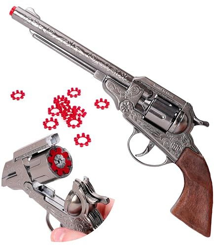 Toyland® 28cm (11) Die Cast Metal Cowboy Toy Pistol - 8 Shot Cap Gun With 96 Shots Included - Smoke & Sound Effect