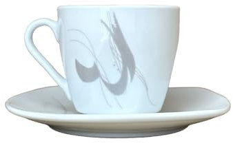 Omniacasa Juego de tazas de café de 12 piezas para 6 personas, color pardo, diseño moderno de porcelana resistente, lavables en lavavajillas y aptas para microondas.