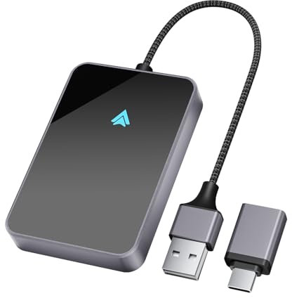 SALCAR Android Auto Wireless Adapter – 2025 | Wandelt kabelgebundenes in kabelloses um | Kompatibel mit Android 11 oder höher | USB-C/A | 5.8 GHz WiFi Kabelloser Auto-Dongle
