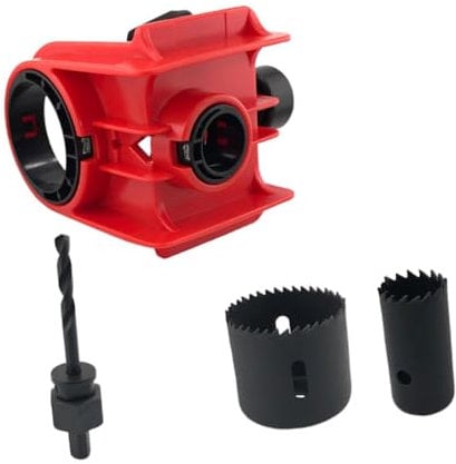 Sharplace Door Lock Installation Kit with Guide Template Sturdy for Wooden Doors Locks Mortiser Locks Hole Opener 2 Adjustable Bushings, Red