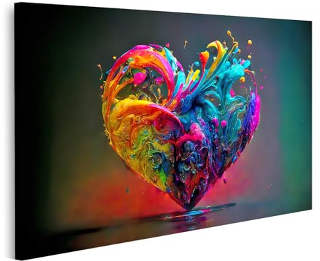 islandburner Bild auf Leinwand Buntes Herz aus Farben und Formen Bilder Wandbilder Poster