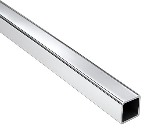 Profilo Tubo Quadro in Alluminio da 2 Metri | Finitura Cromo Lucido e Satinato | 3 Misure Disponibili per Rifiniture Perfette (Cromo Lucido, 20x20x1,5 mm)