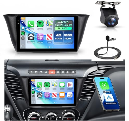4G+128G Android Autoradio per IVECO Daily/KLen RV 2013-2021 9 Schermo IN-Cell Touchscreen Radio con Carplay Android Auto Senza Fili FM/RDS/EQ WiFi Navi GPS Bluetooth Comandi al Volante Retrocamera