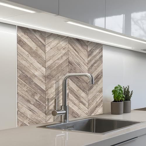 KitchenYeah© Rückwand Küche Rückwandschutz Selbstklebend Spritzschutz | 80x80 cm - Küchenrückwand Küchenfront Küchen Selbstklebende Küchenrückwände Regal - Muster - Brocante