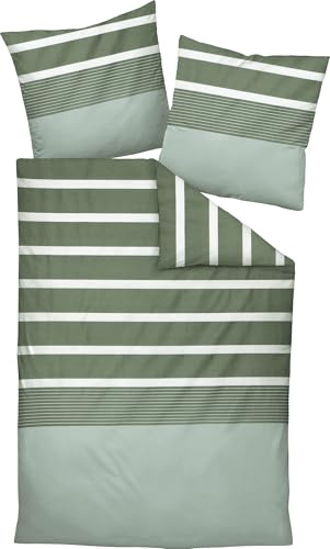 Janine Bettwäsche Mako-Satin grün Größe 1x 200x220 cm + 2X 80x80 cm