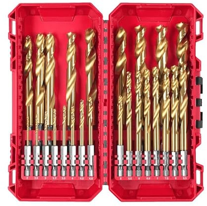 Profi-Set Milwaukee SHOCKWAVE HSS-G TiN 25 teilig Metallbohrer mit Sechskantschaft | Geeignet für den intensiven Einsatz in Metall mit Schlagwerkzeugen