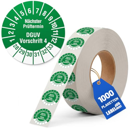 Labelident Prüfplaketten Nächster Prüftermin DGUV Vorschrift 4 - Ø 20 mm - 1.000 auf Rolle, 2028-2033, selbstklebend