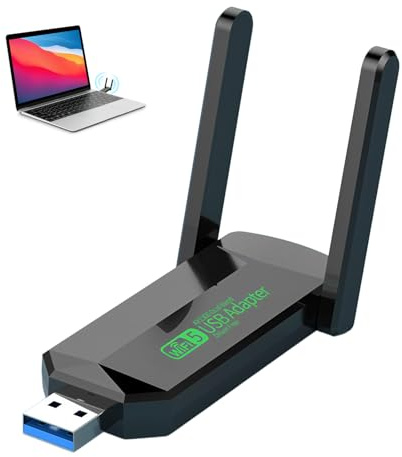 USB WiFi Dongle, 1300Mbps USB WiFi Adapter, Dual Band 5GHz 2.4GHz USB 3.0 Wireless Network Adapter, 5dBi High Gain Antenna USB WiFi Adapter for Desktop Laptop PC Supports Windows 11 10 8 7 & Mac OS