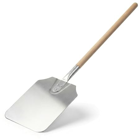 Chabrias Ltd Professional Aluminium Pizza Peel with Long Wooden Handle - 31 x 35cm (12 x 14) Pizza Paddle, 91cm Overall Length - Pizza Paddle for Wood-Fired Pizza Ovens - Perfect for 11-14 Pizza