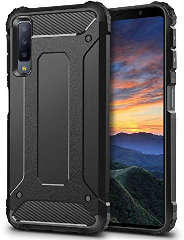 Coolden Samsung Galaxy A7 2018 Hülle, Premium [Armor Serie] Outdoor Stoßfest Schutzhülle Tough Silikon TPU + PC Bumper Cover Doppelschichter Handyhülle für Samsung Galaxy A7 2018 Smartphone - Schwarz