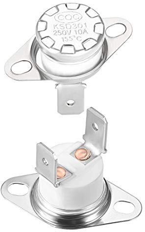 sourcing map KSD301 Thermostat 155°C/311°F 10A Normally Closed N.C Adjust Snap Disc Temperature Switch for Microwaves,Oven,Coffee Maker 2pcs,Ceramic Material