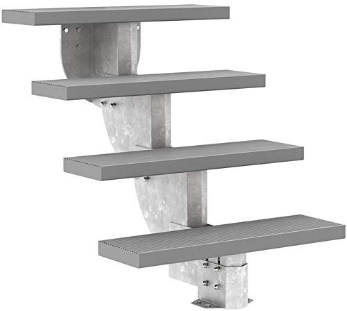 DOLLE Außentreppe Gardenstep 4 Stufen Höhe 74-90 cm Stufen Trimax® 80cm Grau
