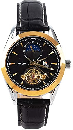 Aokulasic Fashion Casual Trend Herren Lederband Automatik Mechanische Uhr Legierung Mechanische Uhr