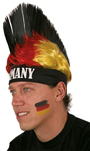 Karneval-Klamotten Perücke Deutschland Fußball Fan-Artikel schwarz rot Gold Perücke Irokese Herren Damen EM WM Fußball Punker Fan