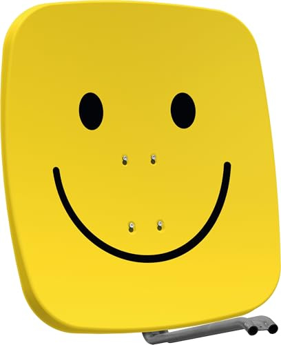 TechniSat SATMAN 65 Plus - Satellitenschüssel, 65 cm Sat Anlage, Smiley | Antenne mit Mast- und AZ/EL-Halterung passend für UNYSAT-Universal LNB