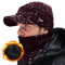 Comhats Winter Peaked Beanie Hat Men Wool Knitted Wooly Hats with Peak Visor Warm Golf Hats & Thermal Snood Fleece Neck Warmer for Ski Walking Burgundy M