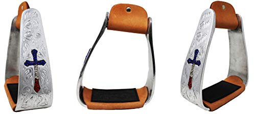 Professional Equine Pferdesattel Steigbügel Western Aluminium Kreuz Gravur Sattel Strass 51207