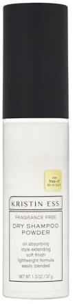 Kristin Ess Hair Dry Shampoo Non-Aerosol Powder for Oily Hair - Mattifying, Style Extending, Fragrance Free, Dry Shampoo for Men and Women, Easily Blended, Lightweight Formula, Vegan, 1.3 oz