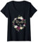 Damen Braut Bride to be Blumenkranz JGA Hochzeit Geschenk T-Shirt mit V-Ausschnitt