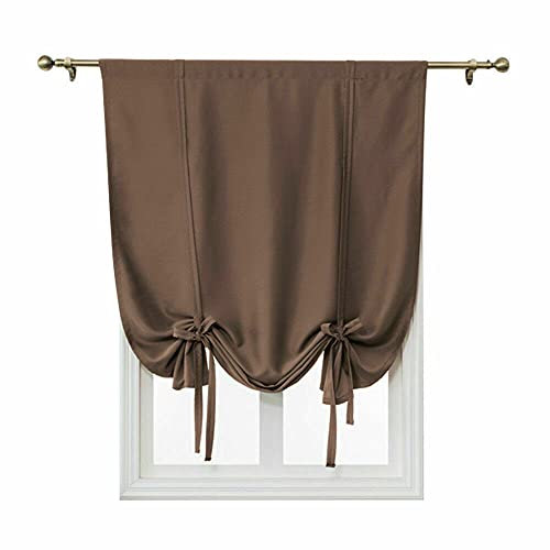 MINGPINHUIUS Kurzer Raffvorhang, Raffrollos, wärmeisoliert, Verdunkelung, Fenstervorhang für Küche, Wohnzimmer, Schlafzimmer (Kaffee, 120 x 120 cm)