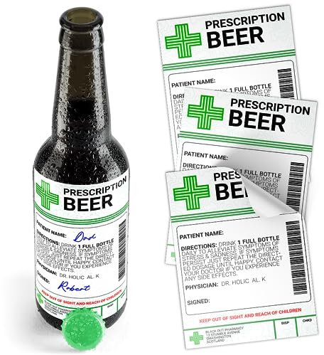 Beer Prescription Medical Alcohol Bottle Gift Funny Drinks Sticker Label (1)