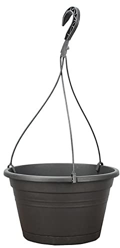 LEMCC Macetas colgantes de plástico para plantas de 25 x 15 cm, con escurridor y gancho para colgar para colgar en el hogar, balcón, decoración de jardín